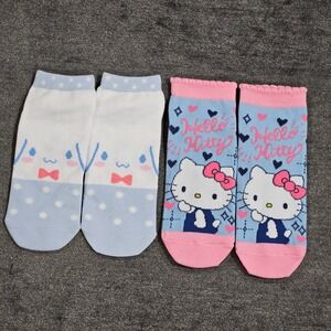 Sanrio Hello Kitty Cinnamoroll‎ Kawaii Ankle Socks 2 Pair Set